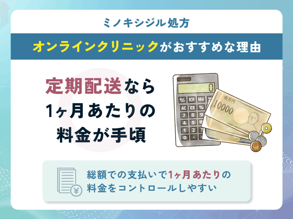 ミノキシジルタブレットやミノキシジルローションの定期配送なら1ヶ月あたりの料金が安い