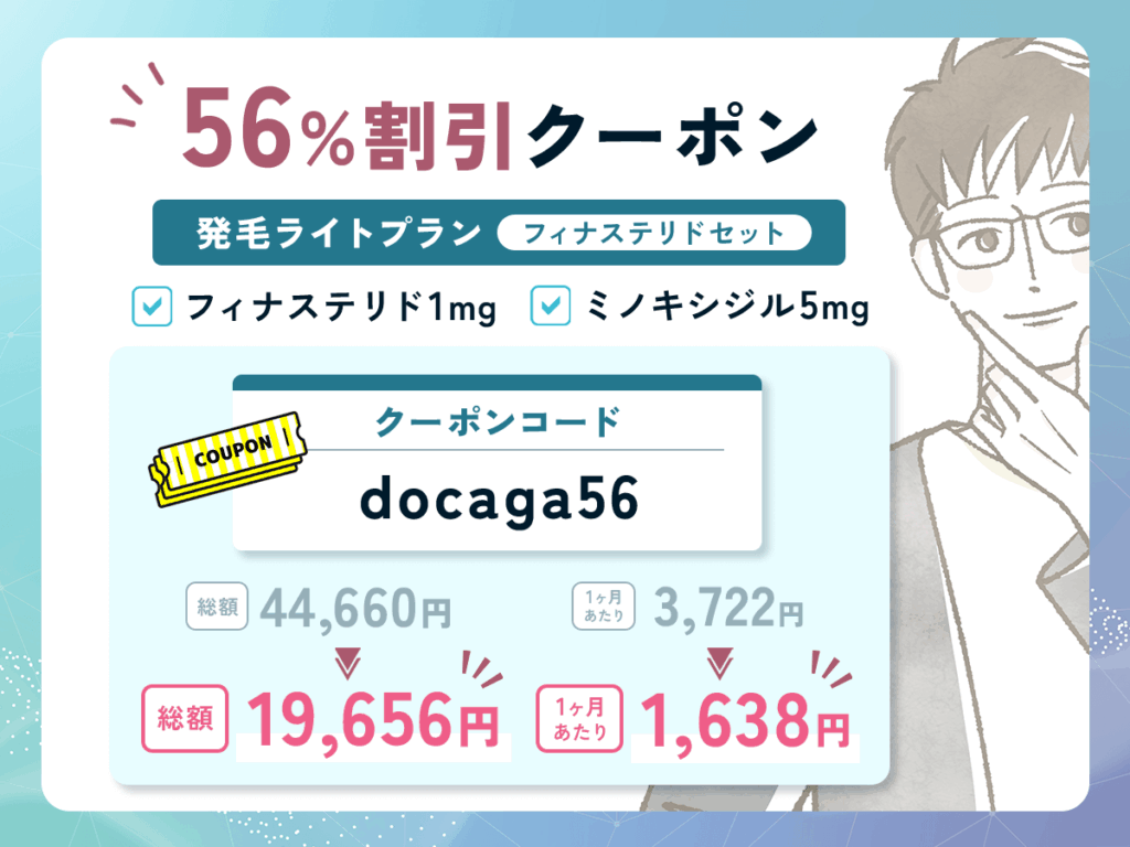 DMMのAGAクーポンコードで56%割引はフィナステリド・ミノキシジルセット処方