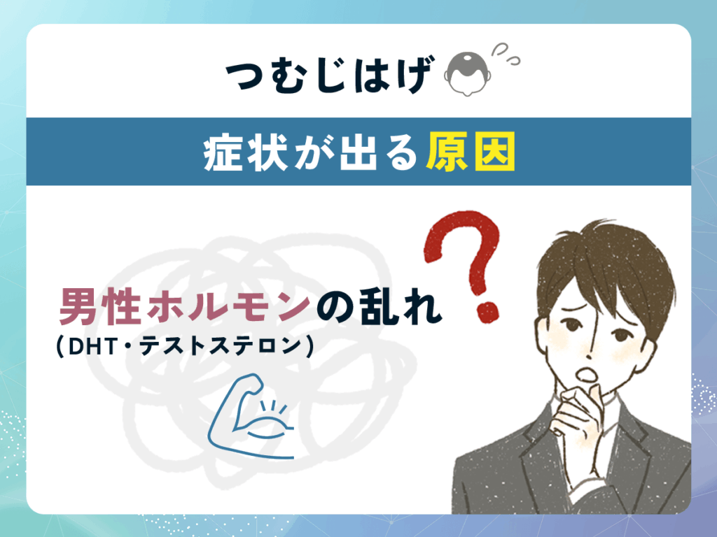 つむじはげ(頭頂部薄毛)の症状が出る原因③:男性ホルモン(DHT・テストステロン)の乱れ